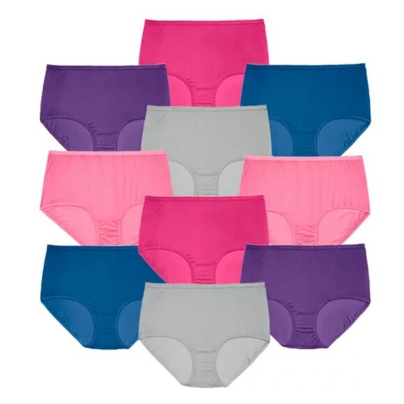 Comfort Choice Womens 10 Pack Mystery Pack Nylon Brief Plus Size 24W 26W - Picture 10 of 15